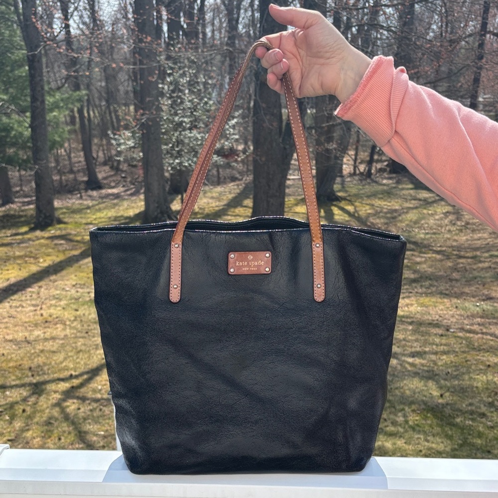 Kate Spade Black Tote with Tan Handles